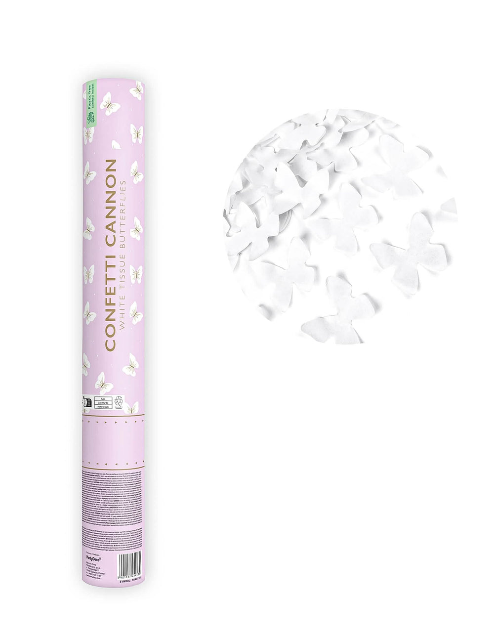Canon à confettis papillons blancs