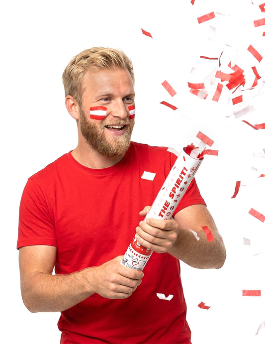 Canon à confettis rouge et blanc