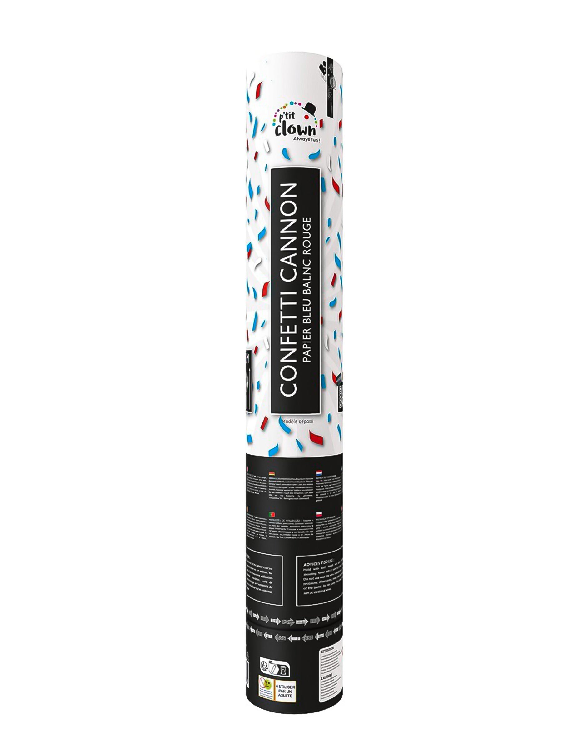 Canon à confettis France pour supporter bleu blanc rouge