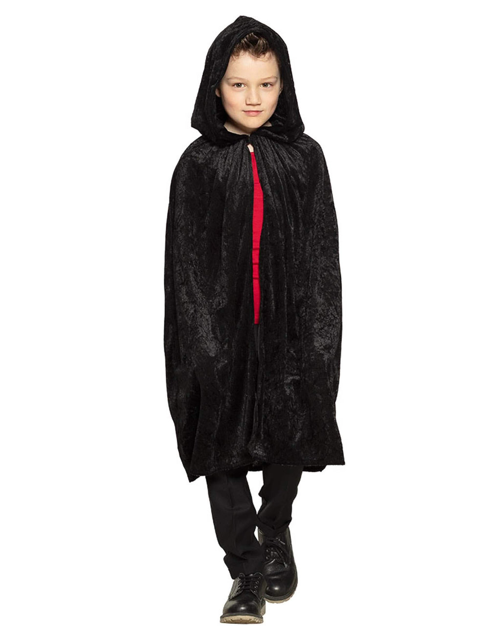 Cape en velours noir pour enfant avec capuche