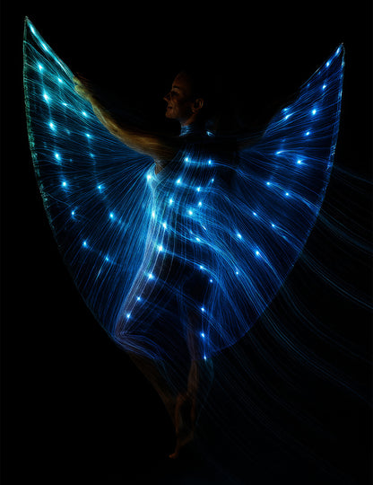 Cape Iris avec tiges et lumière pour femme bleu