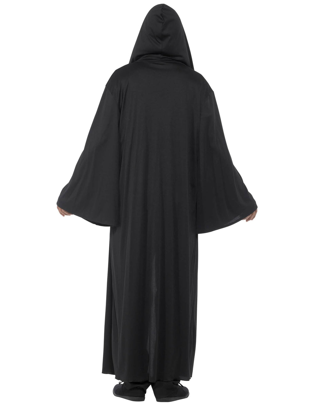 Hátulnézet a kapucnis, hosszú halloween köpenyről