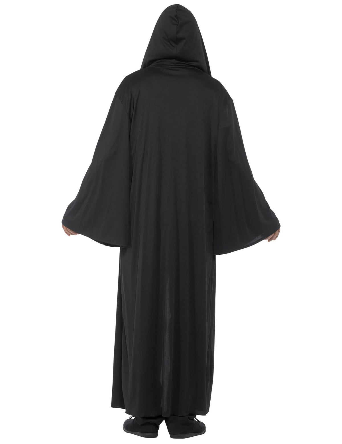 Hátulnézet a kapucnis, hosszú halloween köpenyről
