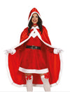Cape longue de Mère Noël pour adulte rouge et blanche à capuche