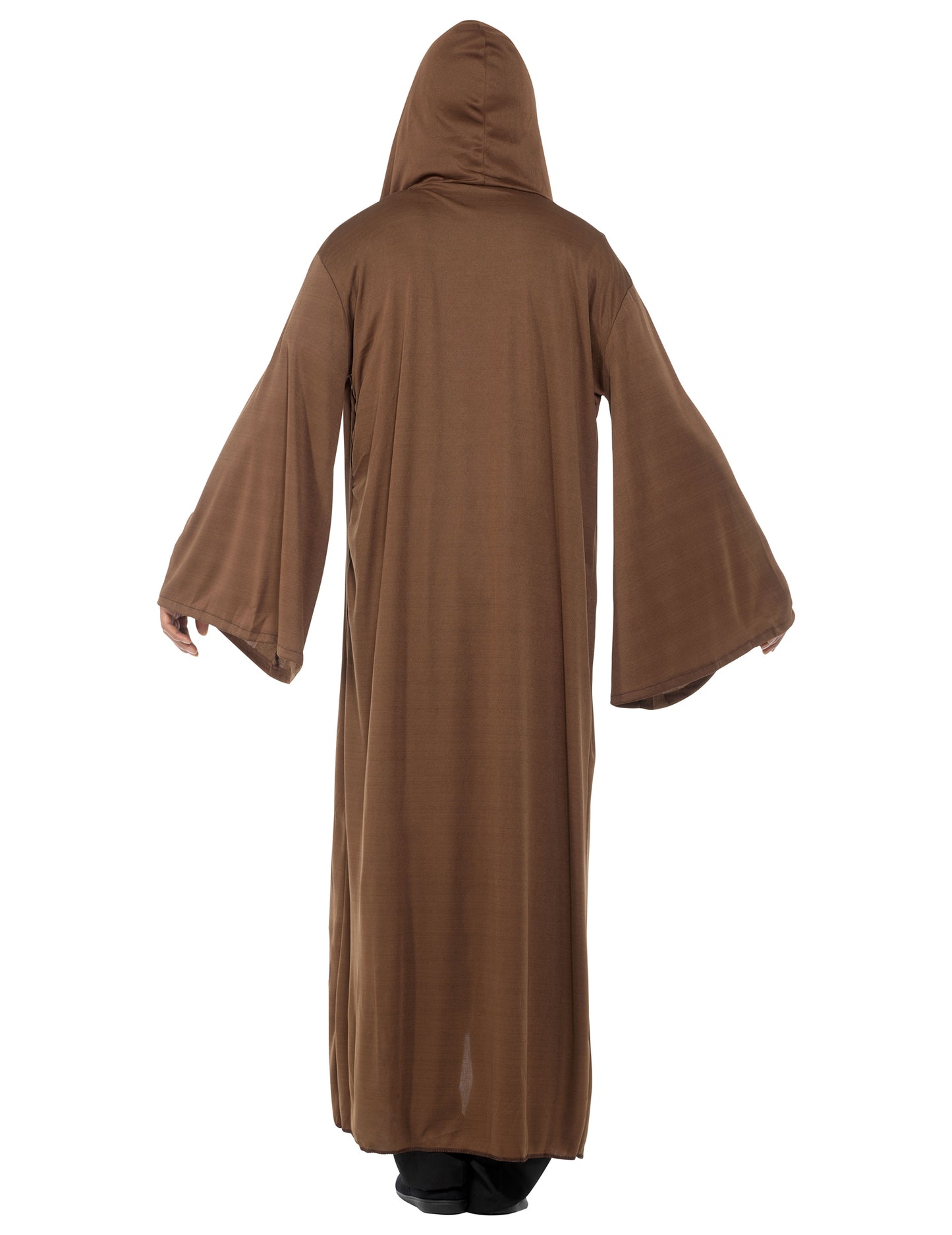 Vue de dos de la cape pour adulte marron avec capuche