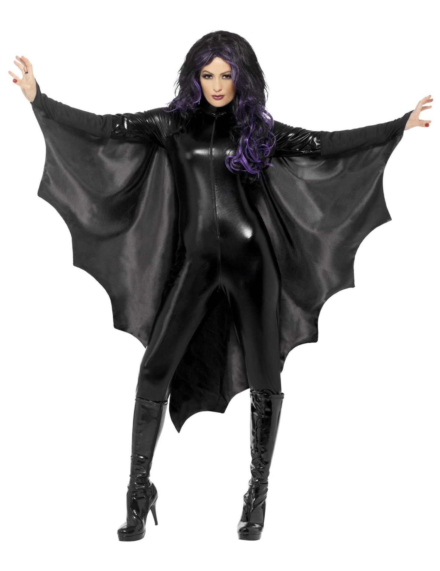 Cape de chauve-souris pour femme noire avec grandes ailes
