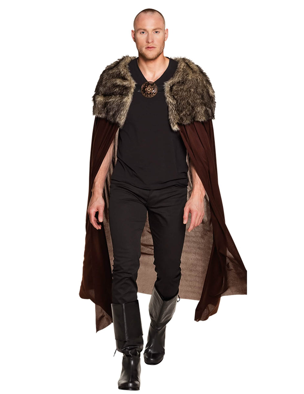 luxus viking főúri köpeny felnőtt számára barna műszőrme gallérral