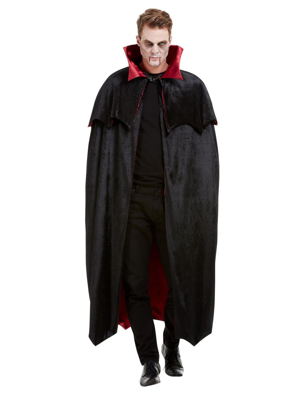 Vue de face de la cape de vampire luxe en velours pour adulte