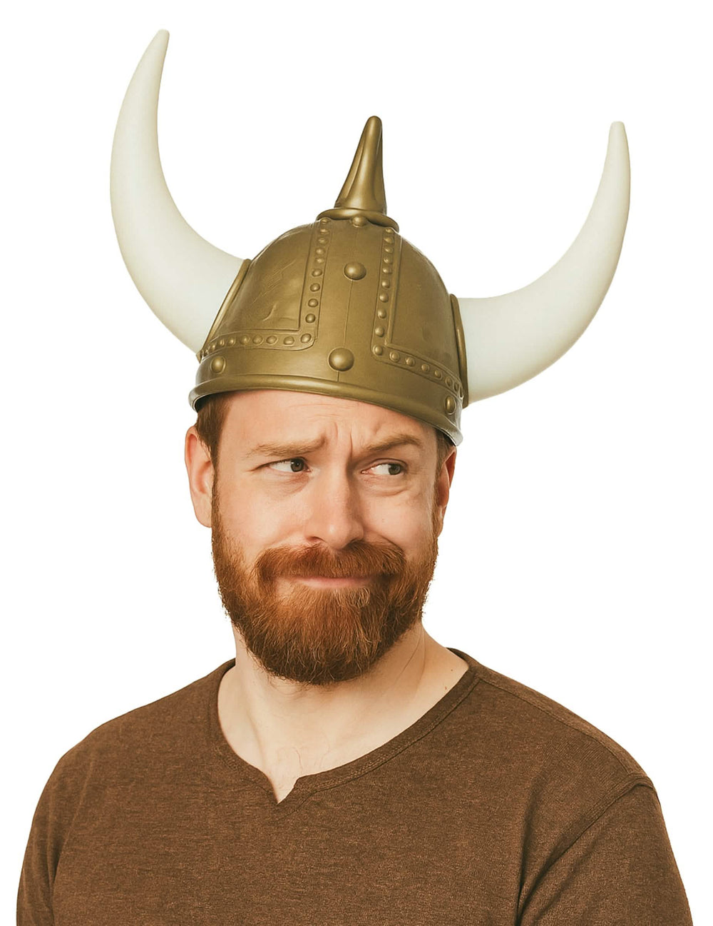 Viking sisak szarvakkal felnőtt bronz és fehér