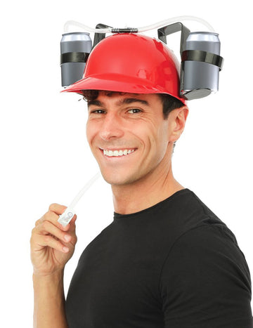 Felnőtt piros italtartós sisak pohártartóval