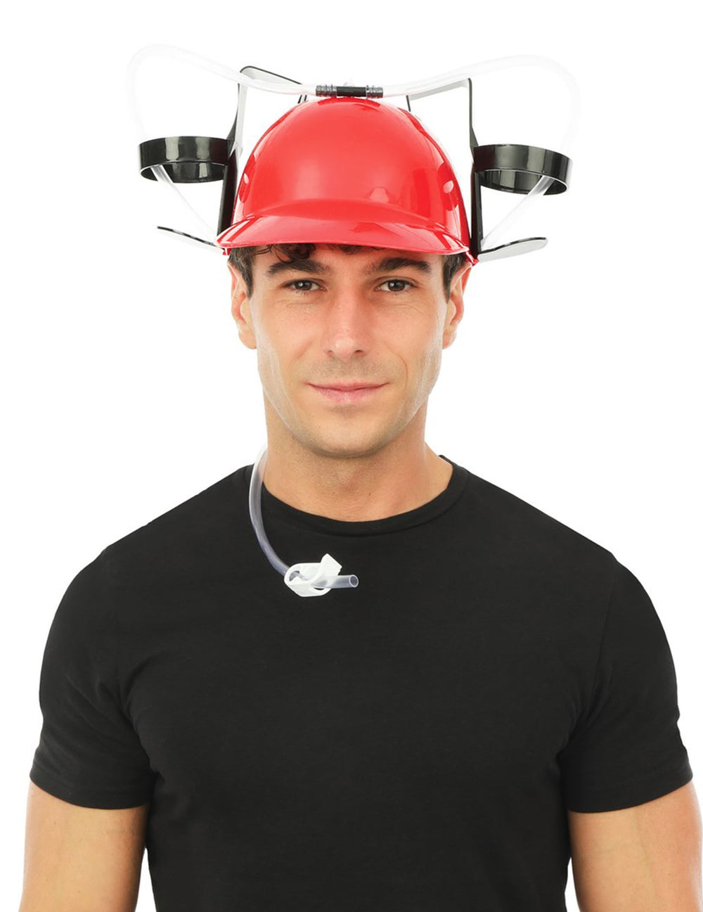 Vue de face portée du casque anti-soif pour adulte