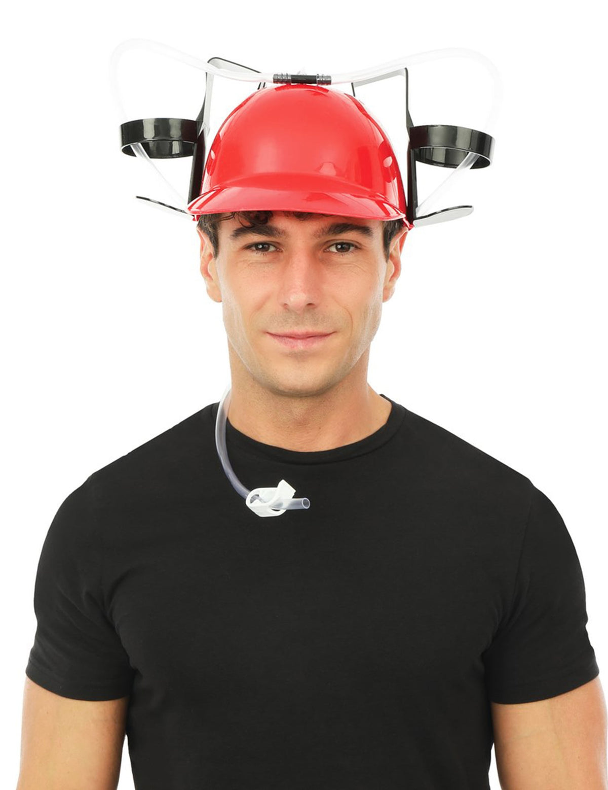 Vue de face portée du casque anti-soif pour adulte