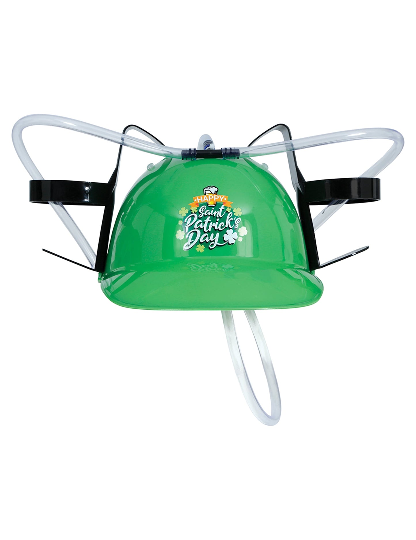 Vue de face du casque anti-soif Saint Patrick pour adulte