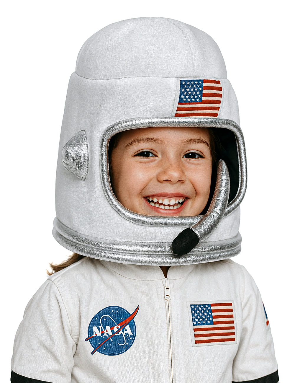 Casque astronaute pour enfant blanc avec logo NASA et drapeau américain