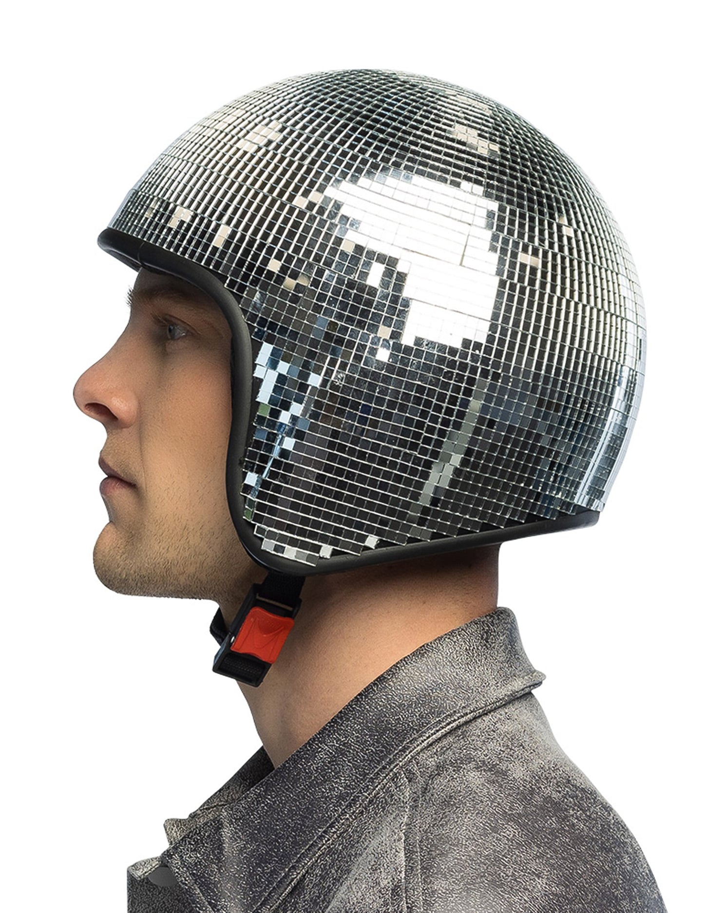 Vue de profil du casque boule à facettes disco