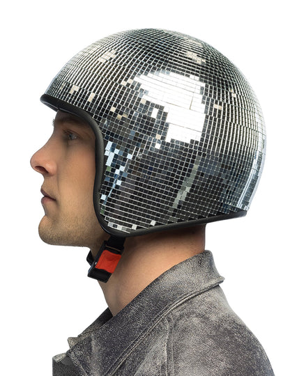 Vue de profil du casque boule à facettes disco