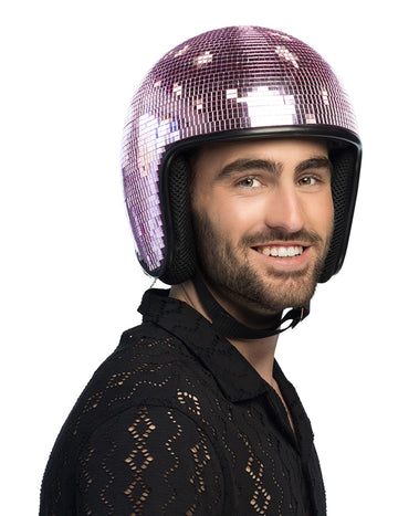 Felnőtt rózsaszín diszkógömb sisak