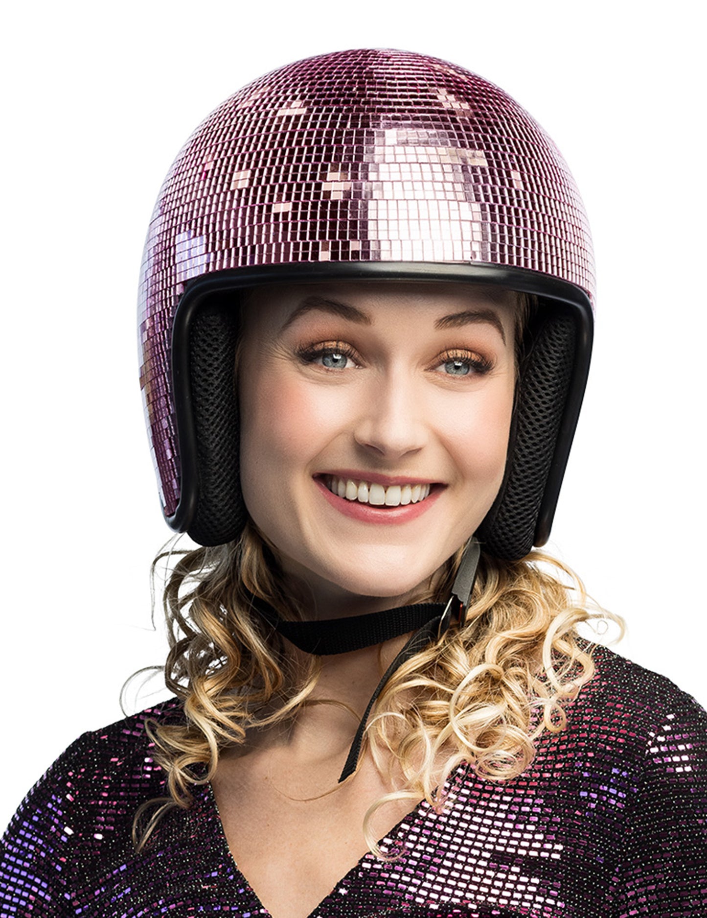 Felnőtt rózsaszín diszkógömb sisak