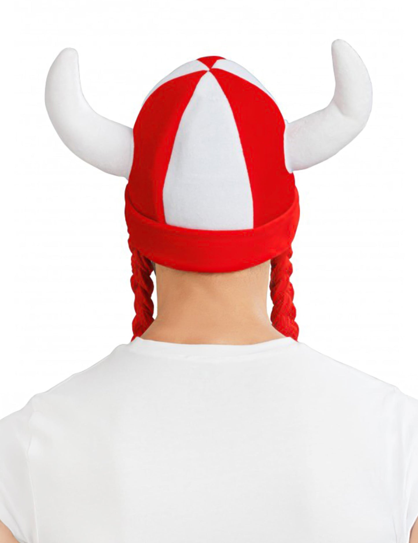 Casque en tissu avec cornes et tresses supporter Suisse