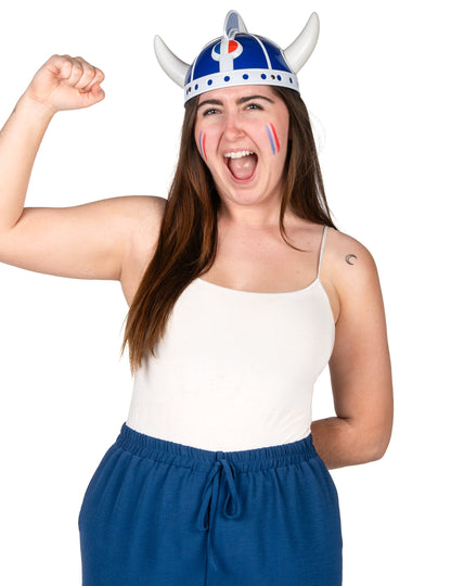 Vue portée du casque gaulois supporter pour adulte