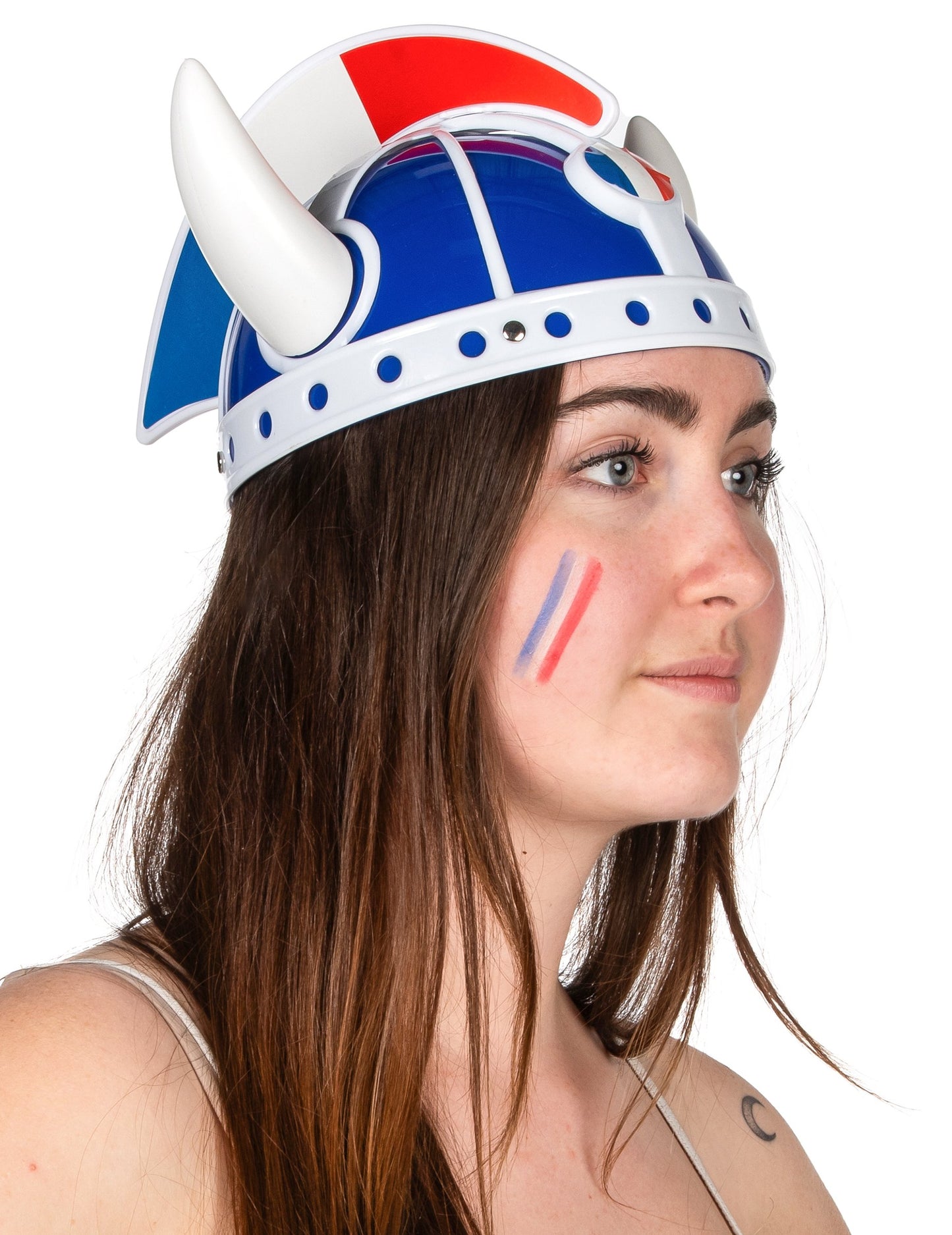 Vue de profil du casque gaulois supporter pour adulte