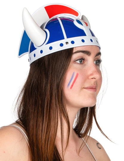 Vue de profil du casque gaulois supporter pour adulte