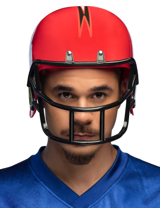Casque de joueur de football pour adulte rouge avec grille noire