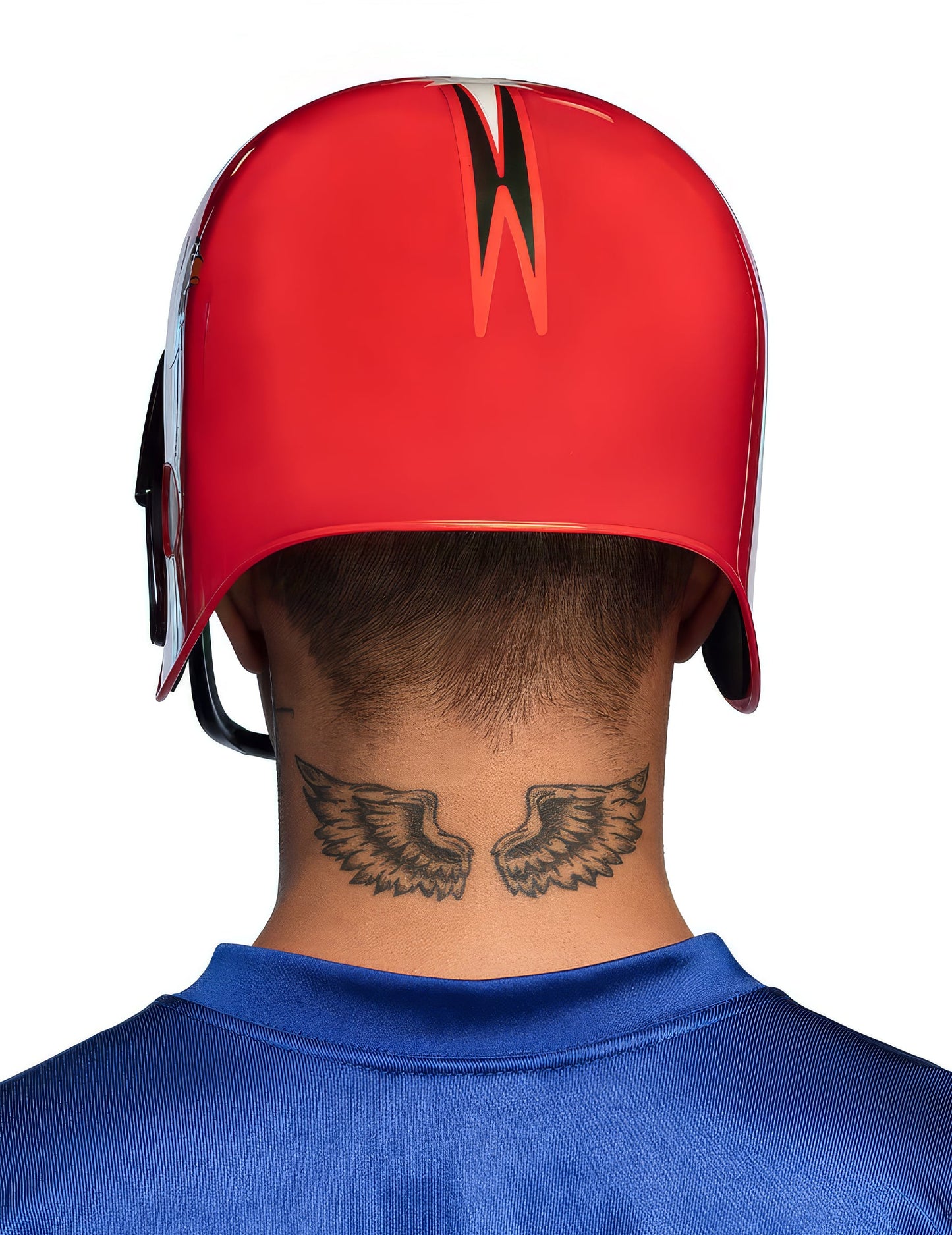 Vue de dos du casque de joueur de football pour adulte rouge