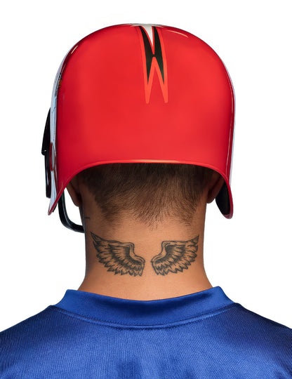 Vue de dos du casque de joueur de football pour adulte rouge