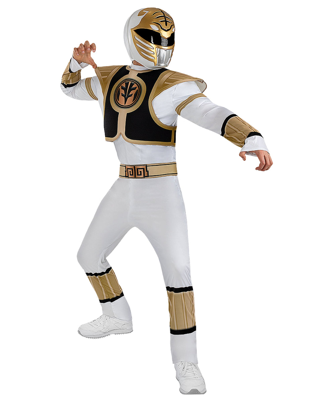 Mise en situation du casque Power Ranger pour adulte