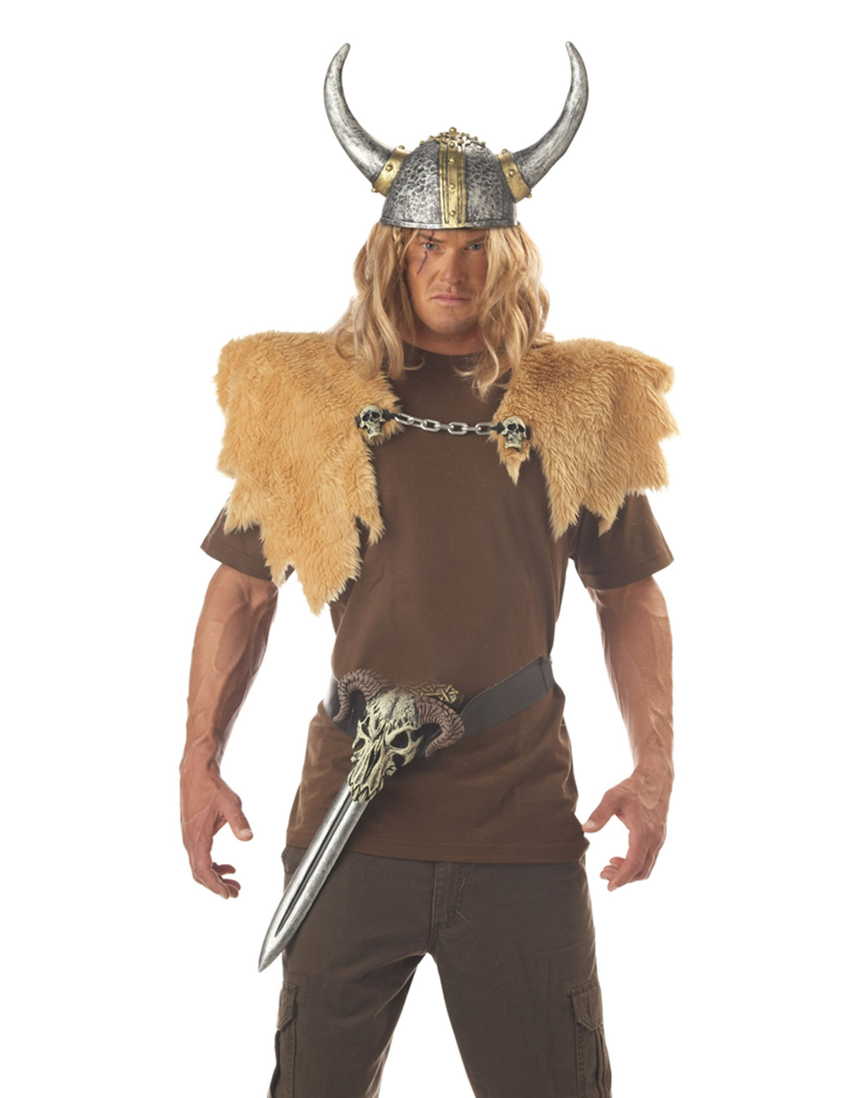 Casque souple de Viking pour adulte gris argenté avec cornes