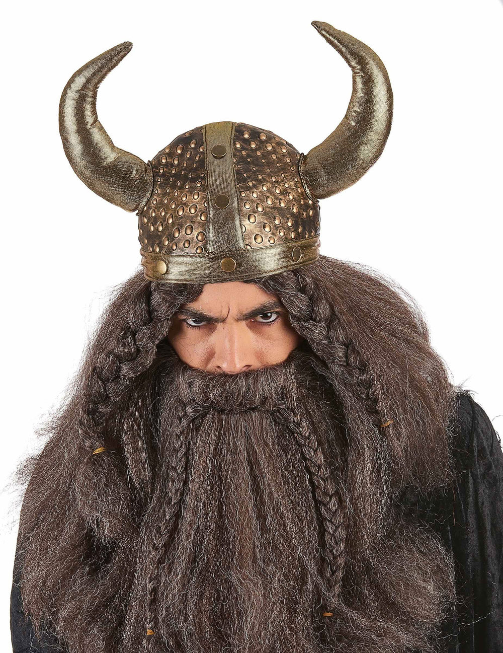 rugalmas, fémes bronz viking sisak szarvakkal felnőtt számára