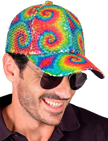 Felnőtt nyakkendőfesték-flitter sapka