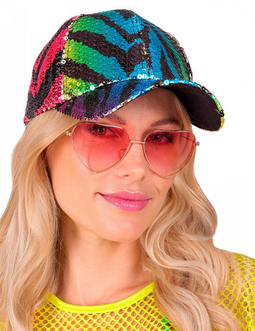 Felnőtt többszínű tigris flitter sapka