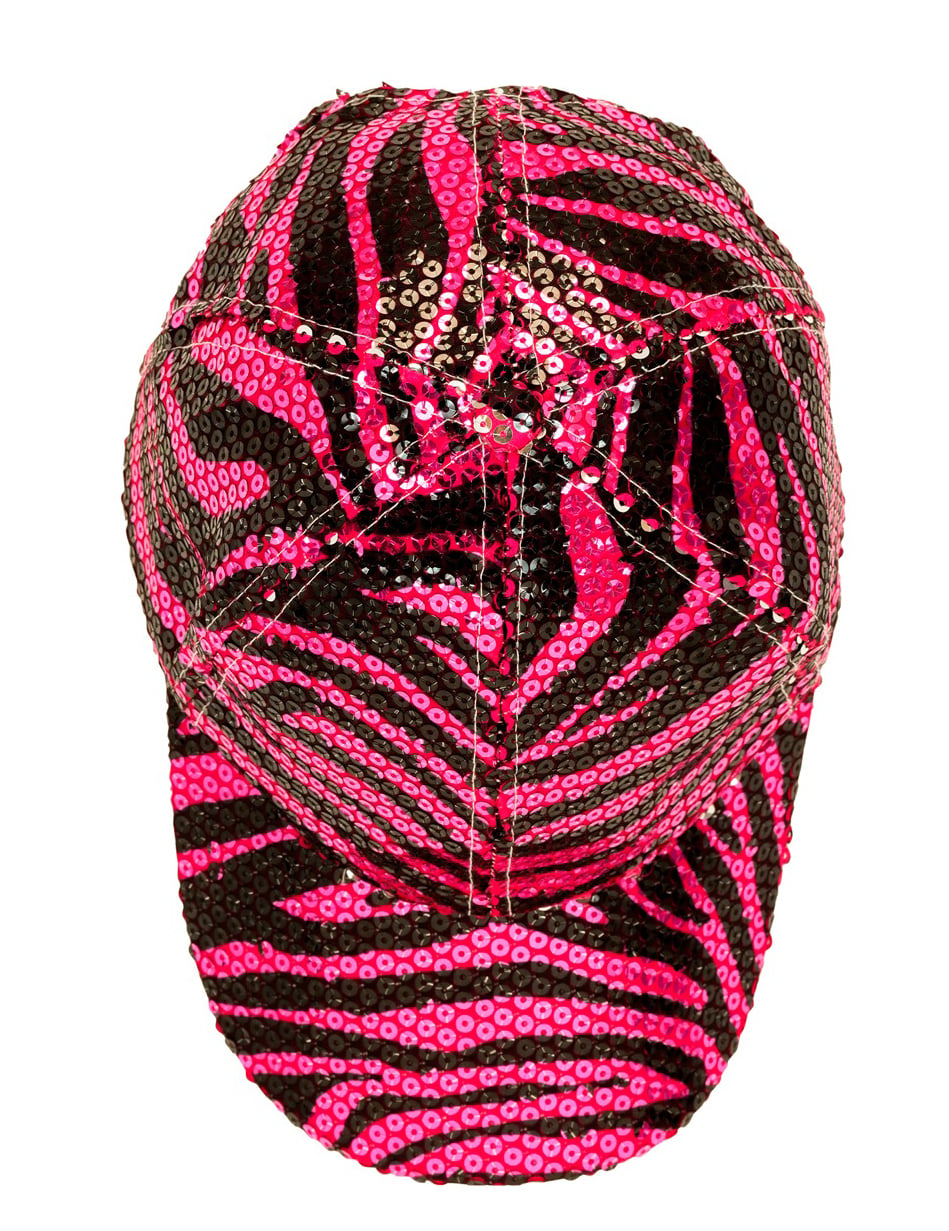 Vue de dessus de la casquette à sequins tigrée pour adulte