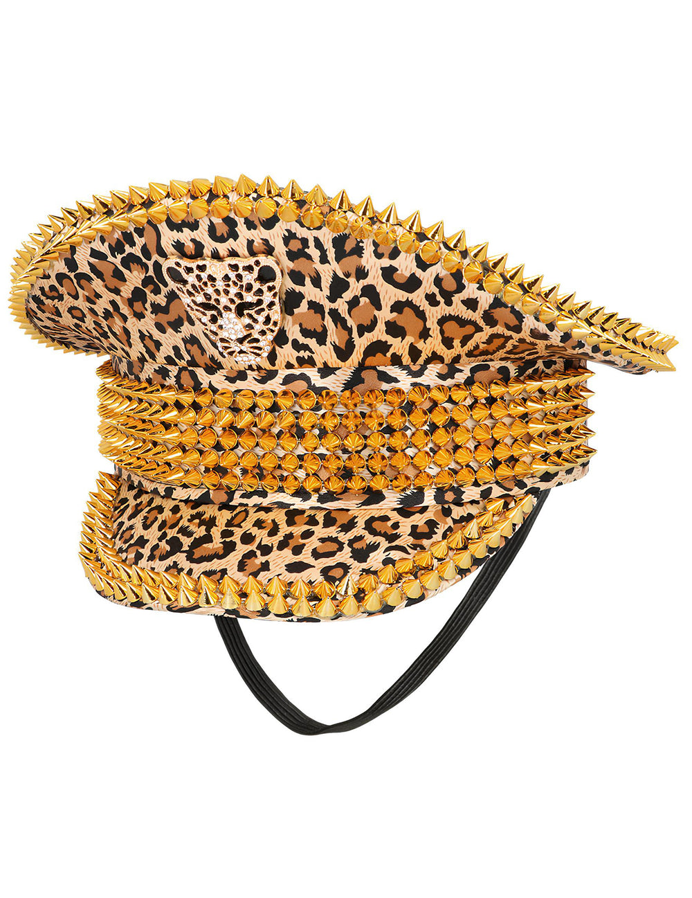 Casquette léopard pour adulte à imprimé animalier et clous dorés