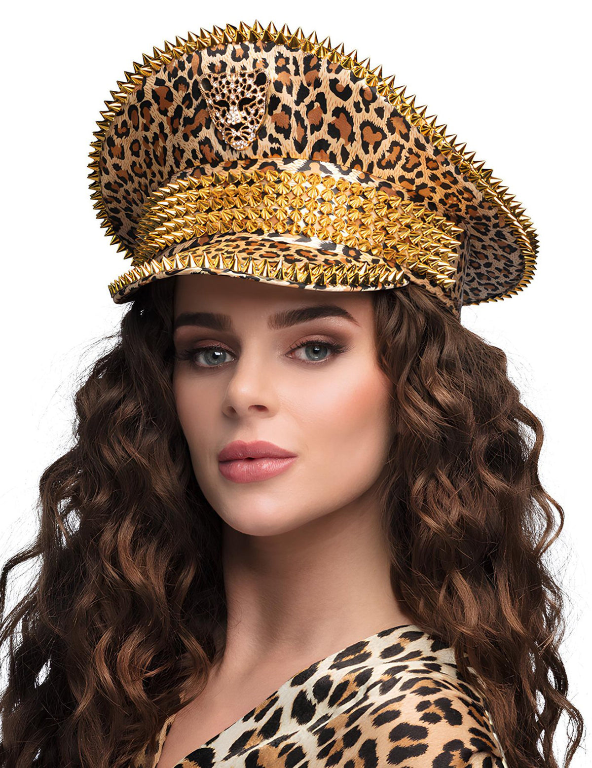 Casquette Léopard pour adulte à piques dorées