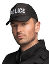 Casquette de police pour adulte noire avec inscription blanche
