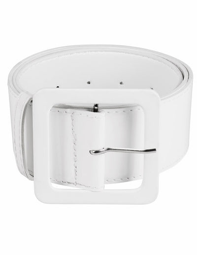 Ceinture large pour adulte blanche avec boucle carrée