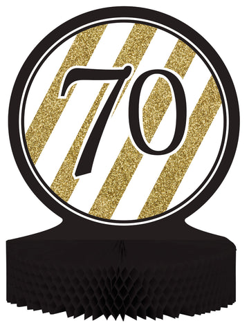 Mézsejtes papírból készült asztaldísz 70 éves fekete és arany 23 x 30 cm 