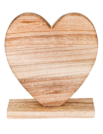 Fa szív alakú asztaldísz 20,5 x 18,5 cm egy bázison