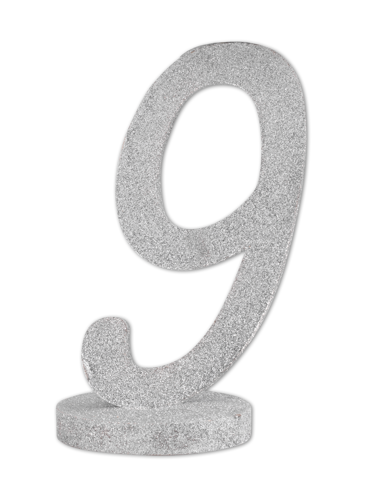 Ezüst csillogó fa asztaldísz 9-es számmal 20 cm születésnap
