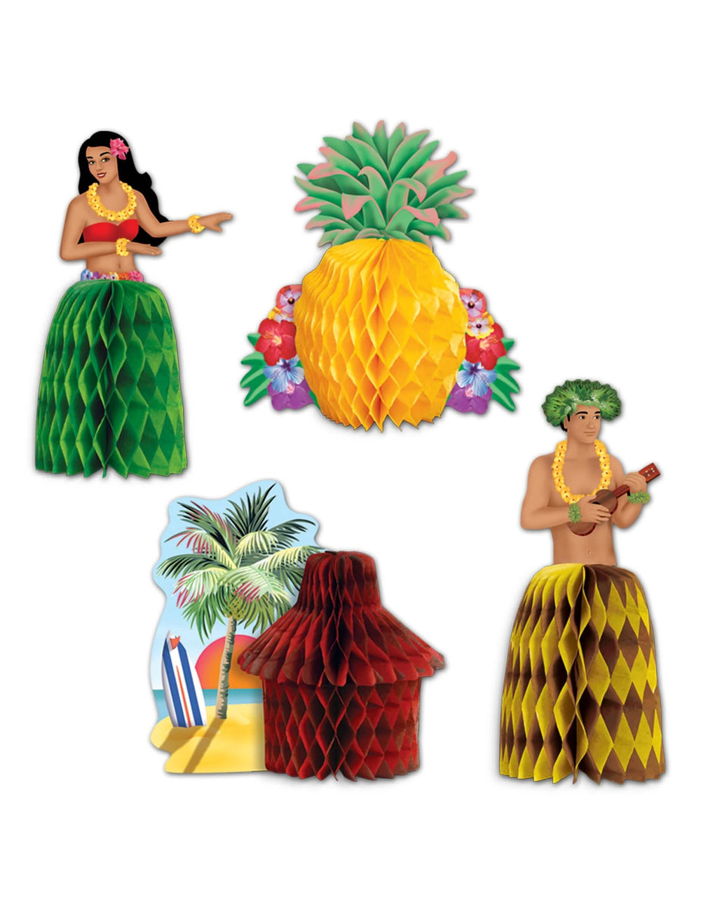 hawaii papír méhsejt multiszínű parti dekorációs asztaldíszek