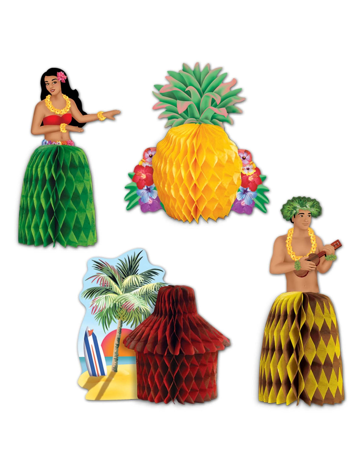 hawaii papír méhsejt multiszínű parti dekorációs asztaldíszek