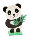 Centre de table panda pour décoration en bois noir et blanc avec branche de bambou