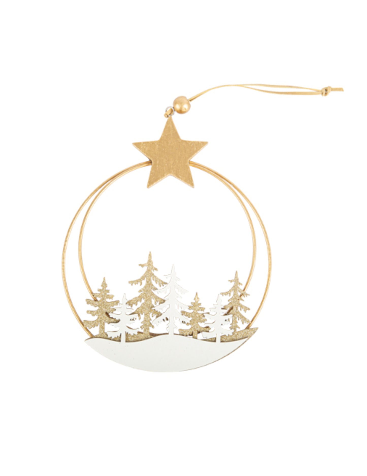 Havas erdő függő kör 16,5 x 19,5 cm arany csillaggal