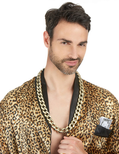 Vue portée de la chaîne bling bling pour adulte or