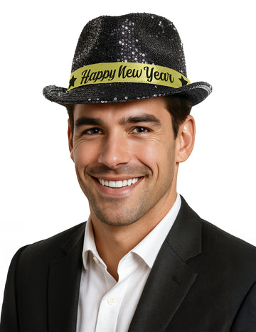 Felnőtt boldog új évet fekete flitteres sapka