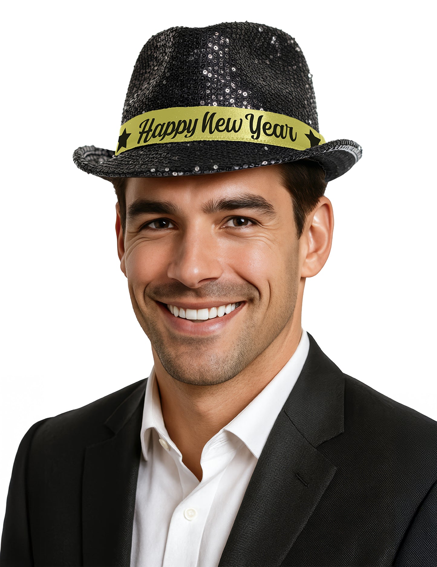Felnőtt boldog új évet fekete flitteres sapka