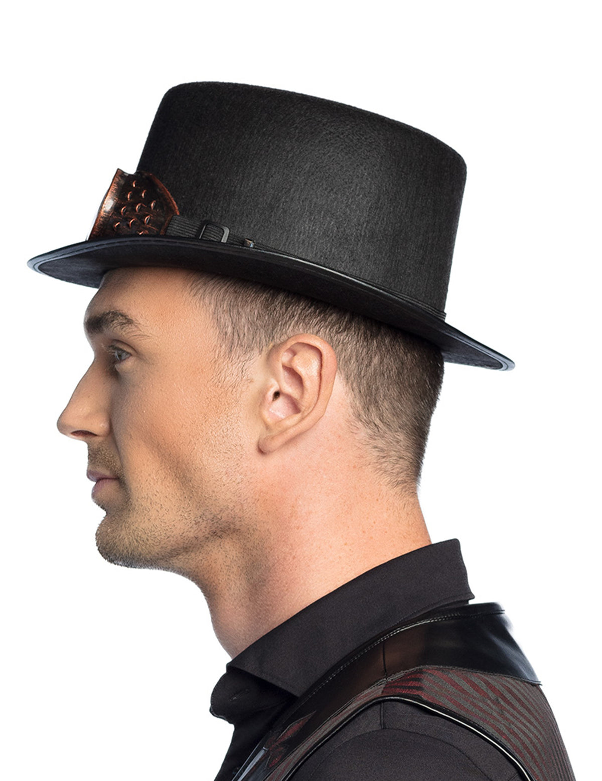 Vue de profil du chapeau avec lunettes Steampunk